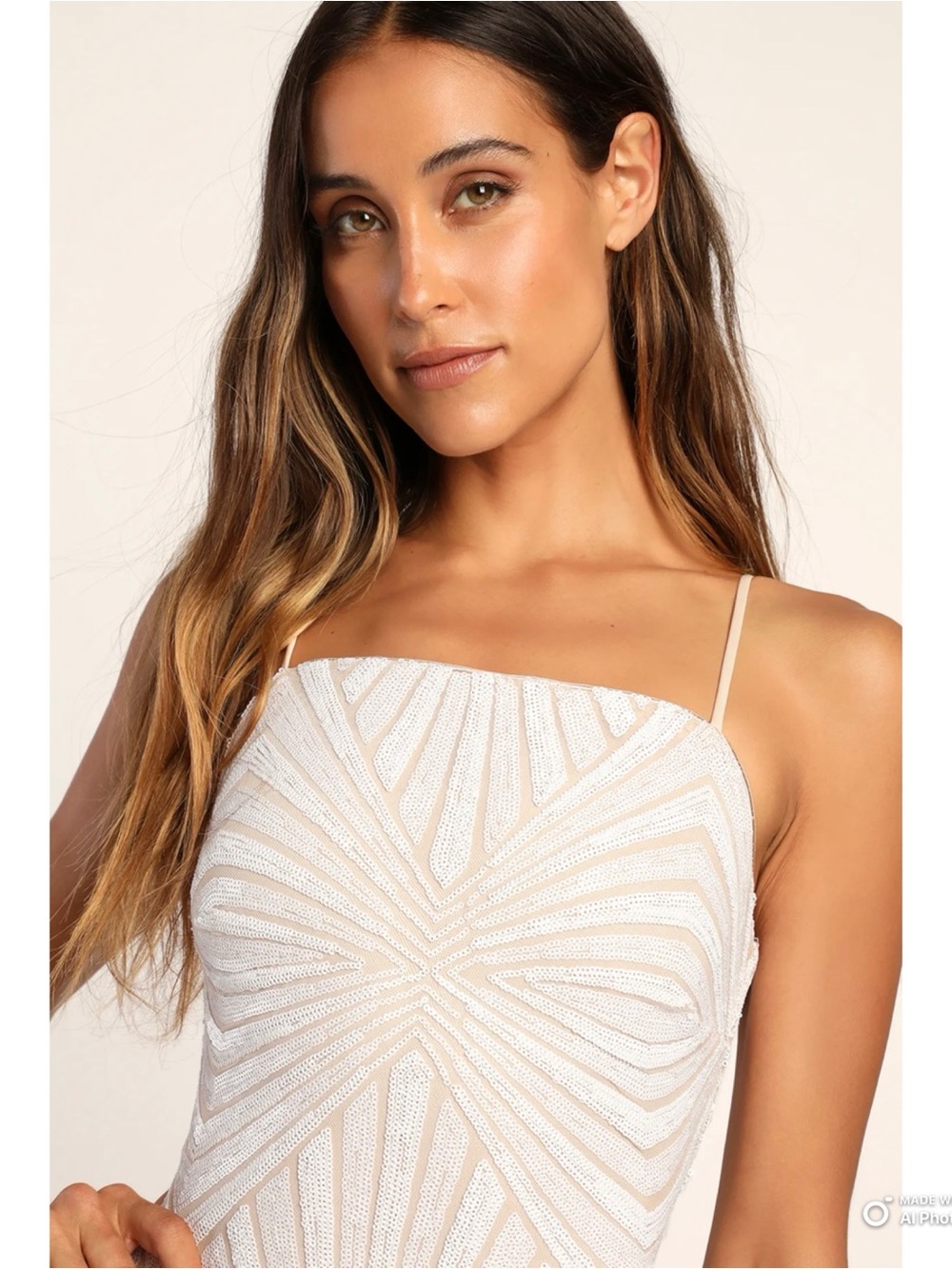 Lulus Medium Lost In Your Eyes White Sequin Bodycon Mini Dress NWT Party Bridal - Picture 4 of 16